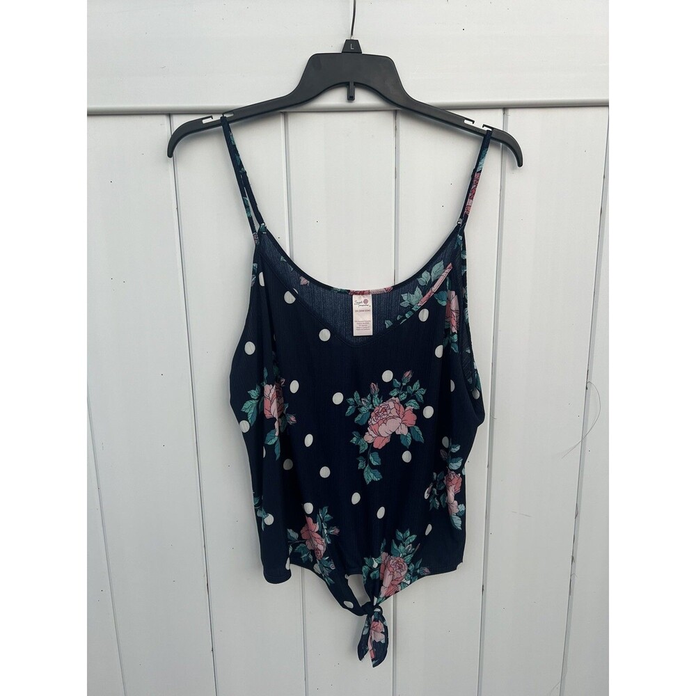 Secret Treasures Women’s Spaghetti Strap Cami Floral Tie Front Multicolor Sz 2X